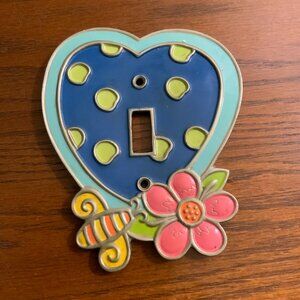 Light Switch Plate Cover Flower Bumble Bee Heart, Mod Decor, Kid's Room Decor